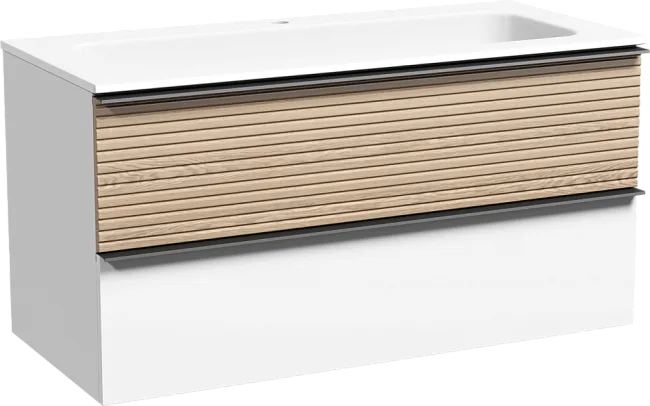 Тумба под раковину Sancos Delta 100 подвесная дуб светлый/белый, DL100W Sancos — Оригинал
