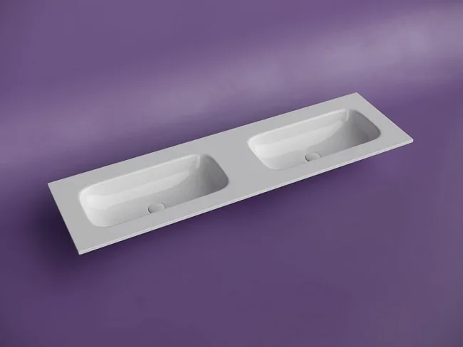 Мебельная раковина Ceramicanova Grace прямоугольная 161см с двумя чашами без отверстий под смеситель CN7023wx Sancos — Оригинал