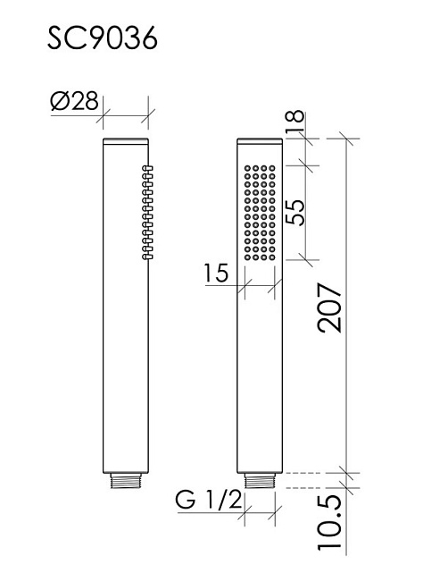 Душевая лейка Sancos Stick SC9036MB черный матовый Sancos — Оригинал