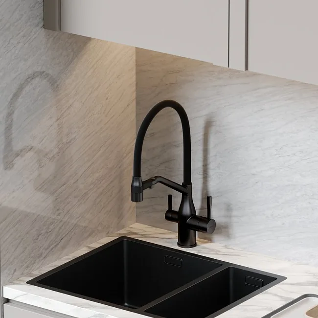 Смеситель для кухни Sancos Orta SC4008MB с гибким изливом, черный матовый Sancos — Оригинал