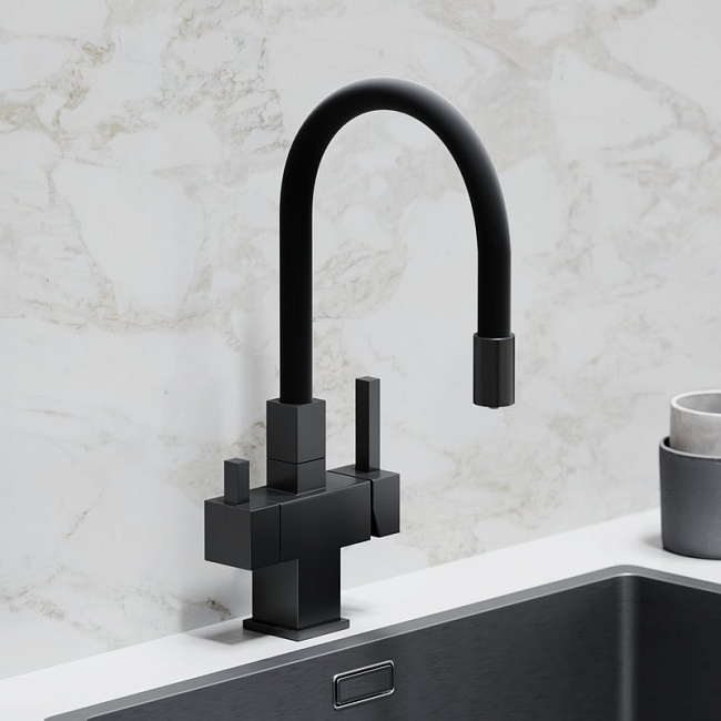 Смеситель для кухни Sancos Arno SC4005MB с гибким изливом, матовый черный Sancos — Оригинал