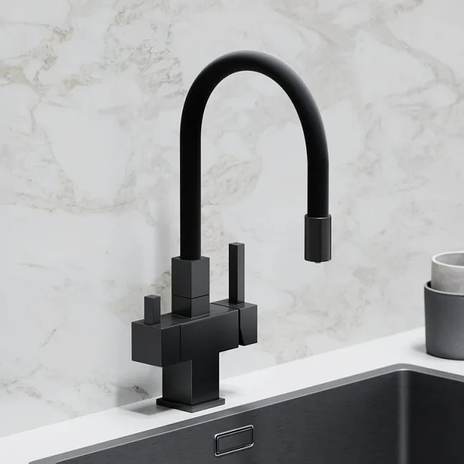 Смеситель для кухни Sancos Arno SC4005MB с гибким изливом, матовый черный Sancos — Оригинал