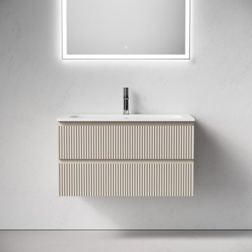 Тумба с раковиной Sancos Snob R 90 подвесная, beige soft, раковина СN7019