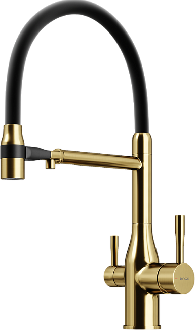 Смеситель для кухни Sancos Garda SC4009BG с гибким изливом, брашированное золото Sancos — Оригинал