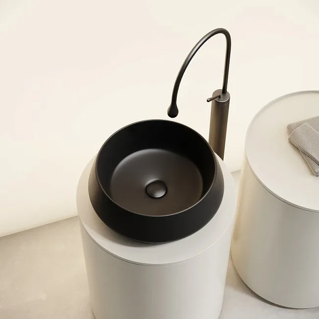 Раковина накладная Ceramicanova Maya круглая 40 см цвет черный матовый CN12004MB Sancos — Оригинал