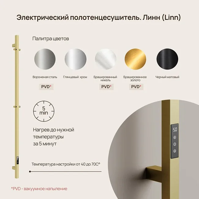 Полотенцесушитель электрический Sancos Linn 150x3 I-образный, черный матовый, SC13002MB Sancos — Оригинал