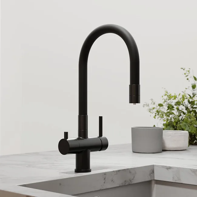 Смеситель для кухни Sancos Lucia SC4004MB с гибким изливом, черный матовый Sancos — Оригинал