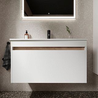 Тумба с раковиной Sancos Smart 90 см белый глянец