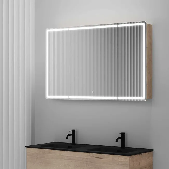 Зеркало-шкаф Sancos Mirror 120 с подсветкой, дуб галифакс натуральный Sancos — Оригинал