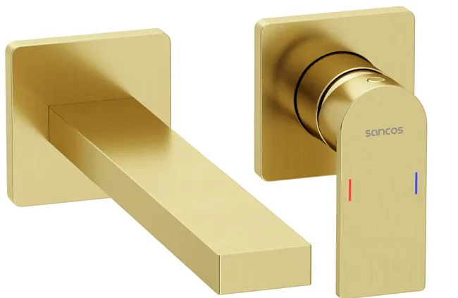 Смеситель для раковины Sancos Studio, брашированное золото, PVD покрытие, SC9039BG Sancos — Оригинал