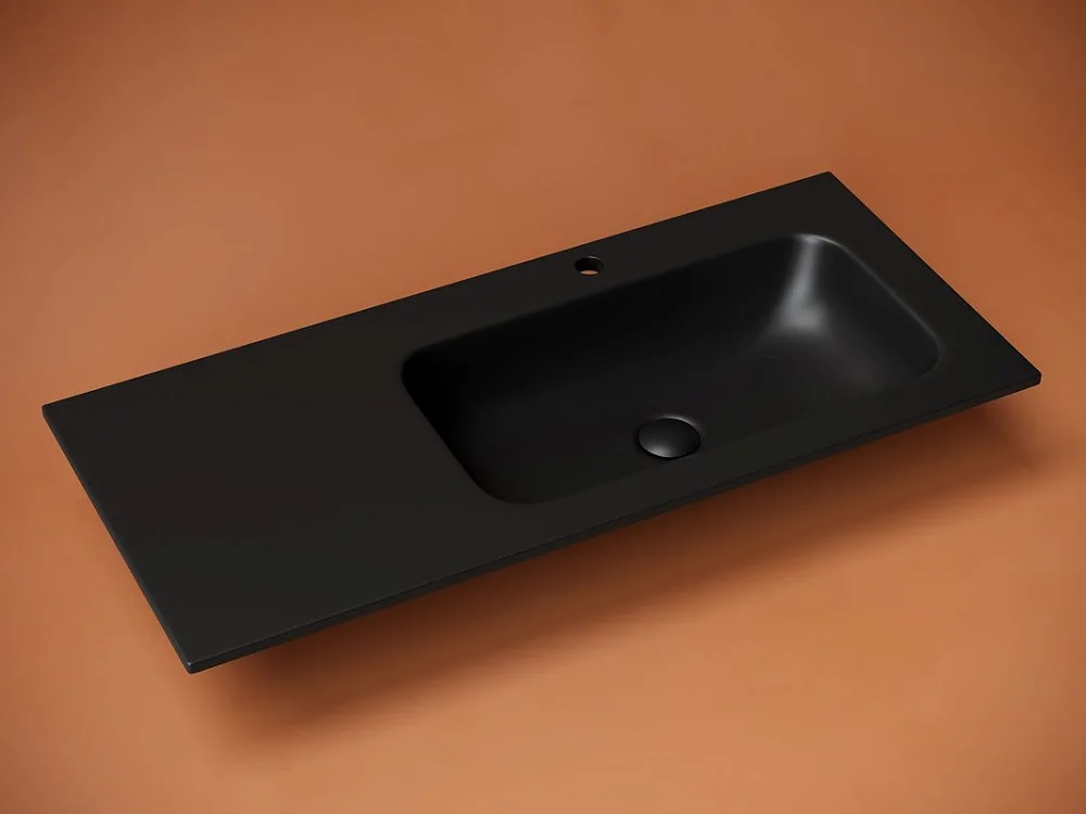 Накладная раковина Ceramicanova Grace прямоугольная черная матовая 101 см CN7015MB Sancos — официальный сайт