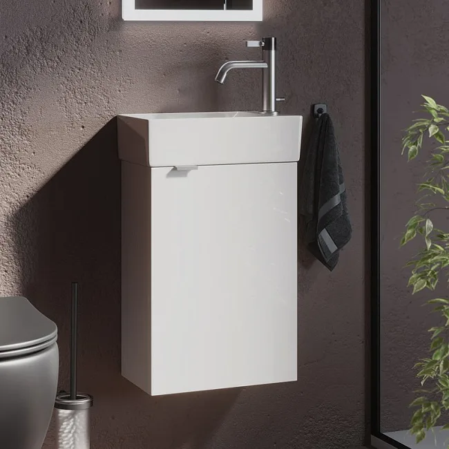 Тумба с раковиной Sancos Mini 35 R подвесная, белый глянец Sancos — Оригинал