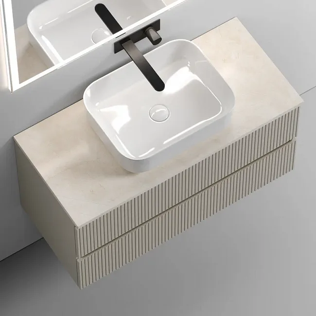 Тумба под раковину со столешницей Sancos Snob T 100 beige soft, столешница бежевая Sancos — Оригинал