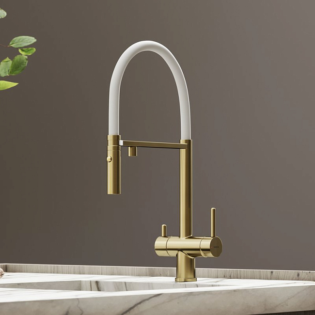 Смеситель для кухни Sancos Imola SC4010BG с гибким изливом, брашированное золото Sancos — Оригинал
