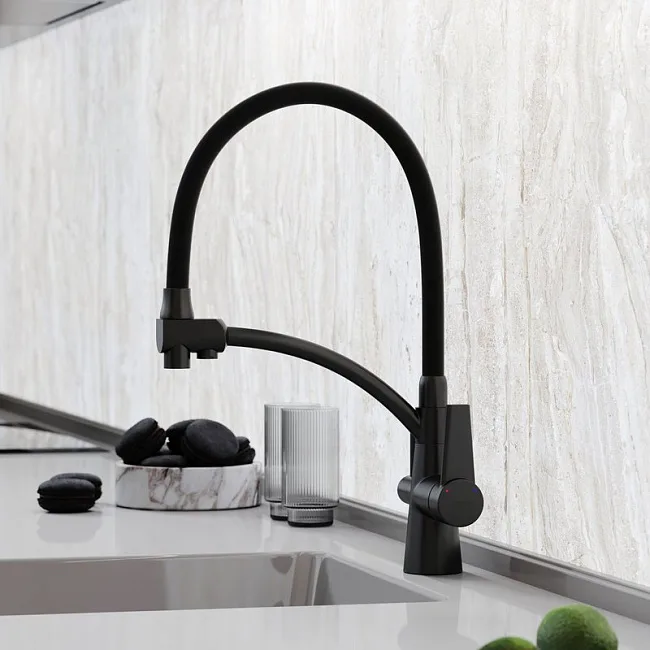 Смеситель для кухни Sancos Eri SC4001MB с гибким изливом, матовый черный Sancos — Оригинал