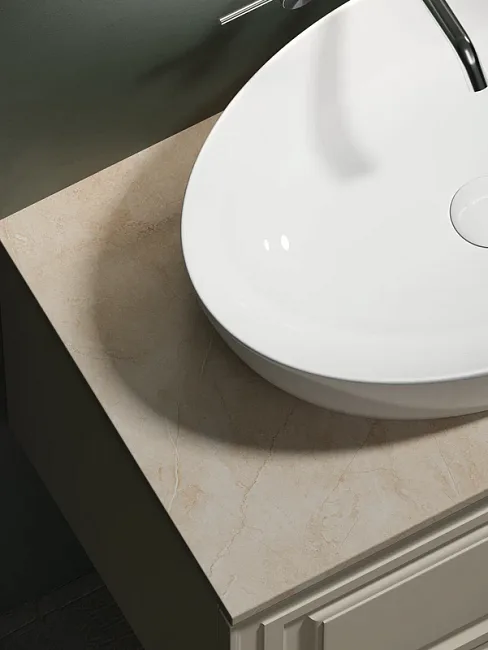 Тумба с раковиной Sancos Very 80 см, beige soft, столешница бежевая, раковина CN5018 Sancos — Оригинал