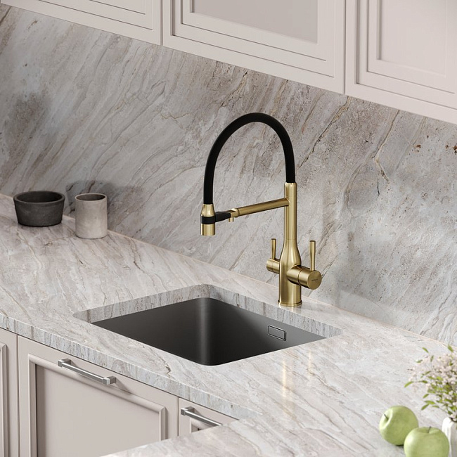 Смеситель для кухни Sancos Garda SC4009BG с гибким изливом, брашированное золото Sancos — Оригинал