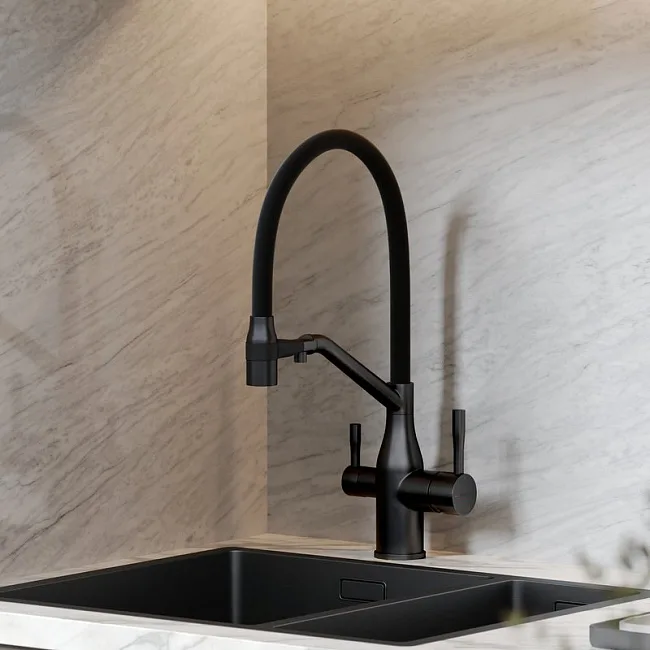 Смеситель для кухни Sancos Orta SC4008MB с гибким изливом, черный матовый Sancos — Оригинал