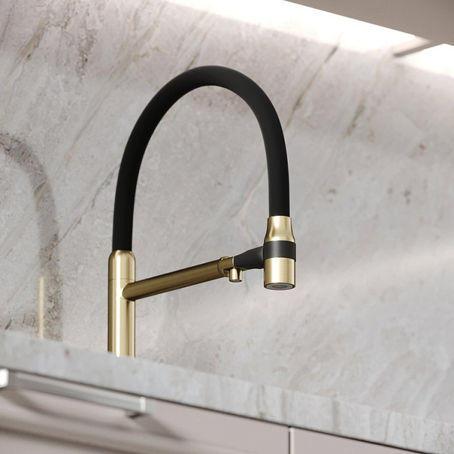 Смеситель для кухни Sancos Garda SC4009BG с гибким изливом, брашированное золото Sancos — Оригинал