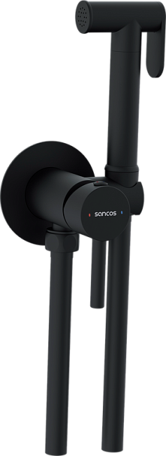 Гигиенический душ Sancos Start SC1001MB со смесителем, С ВНУТРЕННЕЙ ЧАСТЬЮ, черный матовый Sancos — Оригинал