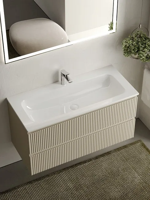 Тумба под раковину Sancos Snob R 100 подвесная Beige soft (капучино), SNR100CE Sancos — Оригинал