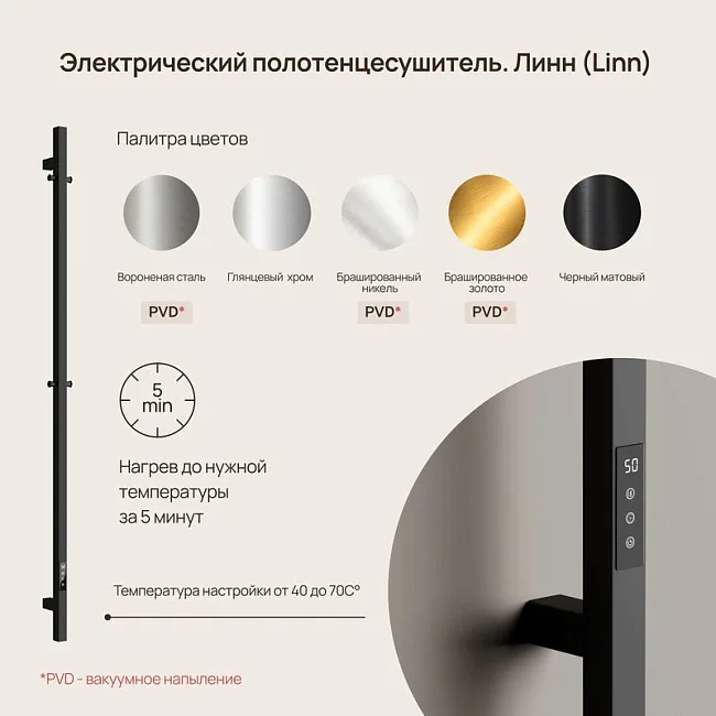 Полотенцесушитель электрический Sancos Linn 150x3 I-образный, вороненая сталь, SC13002GG Sancos — Оригинал