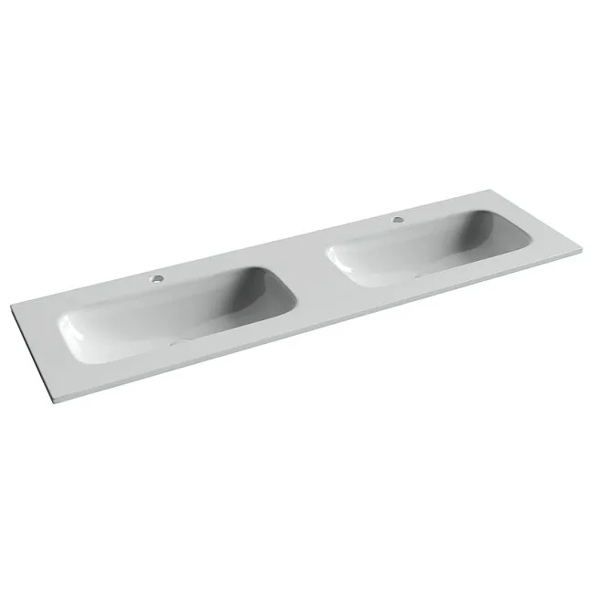 Мебельная раковина Ceramicanova Grace прямоугольная 161см с двумя чашами и отверстиями под смеситель CN7023 Sancos — Оригинал