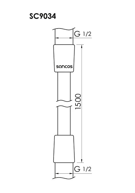 Душевой шланг Sancos SC9034GG 150 см, вороненая сталь Sancos — Оригинал