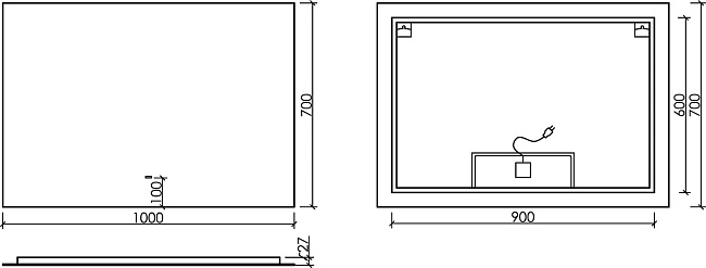 Зеркало Sancos Square SQ1000 100 см Sancos — Оригинал