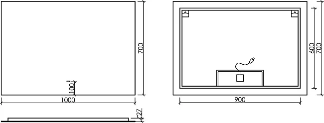 Зеркало Sancos Square SQ1000 100 см Sancos — Оригинал
