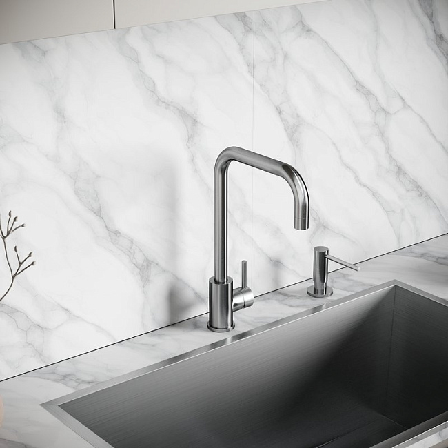Смеситель для кухни Sancos Stainless, с поворотным Г изливом, нержавеющая сталь, SC12002SS Sancos — Оригинал