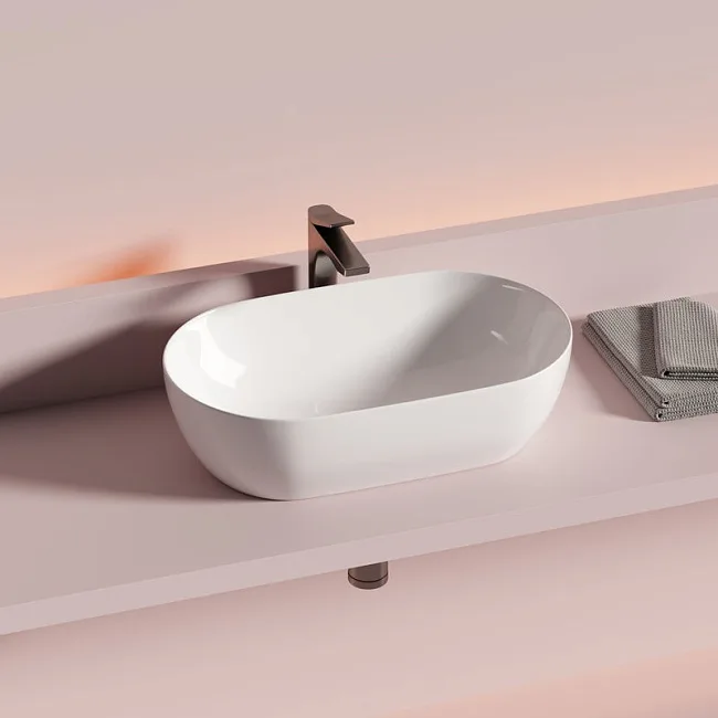 Раковина накладная Ceramicanova Twist овальная 50 см цвет белый CN12001 Sancos — Оригинал