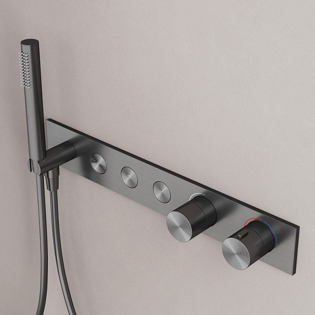 Душевой комплект Sancos Linn SC9023GG С ВНУТРЕННЕЙ ЧАСТЬЮ, вороненая сталь Sancos — Оригинал