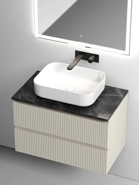 Тумба под раковину со столешницей Sancos Snob T 80 beige soft, столешница черный мрамор Sancos — Оригинал