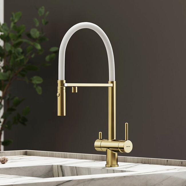 Смеситель для кухни Sancos Imola SC4010BG с гибким изливом, брашированное золото Sancos — Оригинал