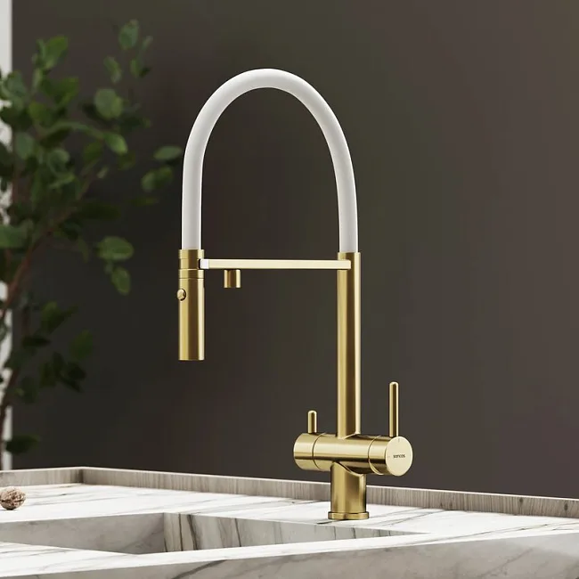 Смеситель для кухни Sancos Imola SC4010BG с гибким изливом, брашированное золото Sancos — Оригинал