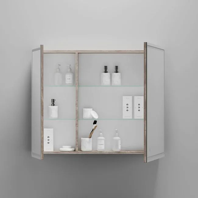 Зеркало-шкаф Sancos Mirror 90 с подсветкой, дуб галифакс натуральный Sancos — Оригинал