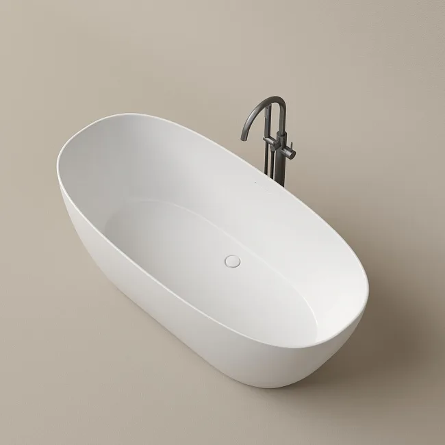 Акриловая ванна Sancos Oval FB21 170x80 см, отдельностоящая, белая, с каркасом, со сливом-переливом Sancos — Оригинал