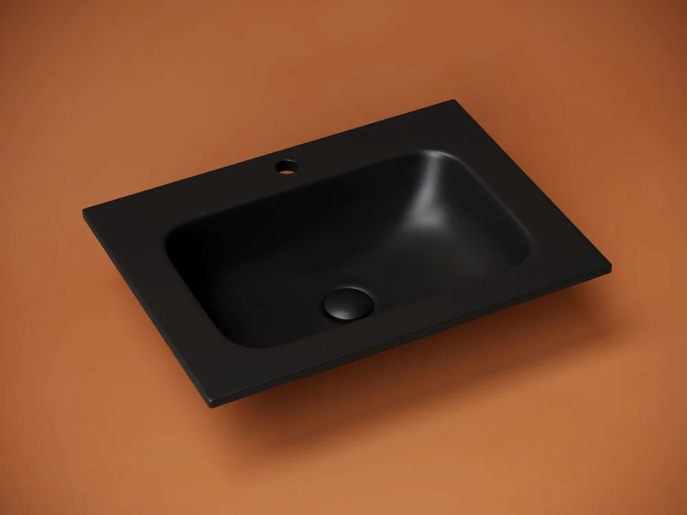 Накладная раковина Ceramicanova Grace прямоугольная черная матовая 61 см CN7011MB Sancos — официальный сайт