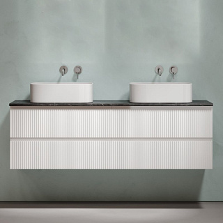 Тумба с раковиной Sancos Snob R 160 bianco, столешница черный мрамор TT160A1, раковина CN6052