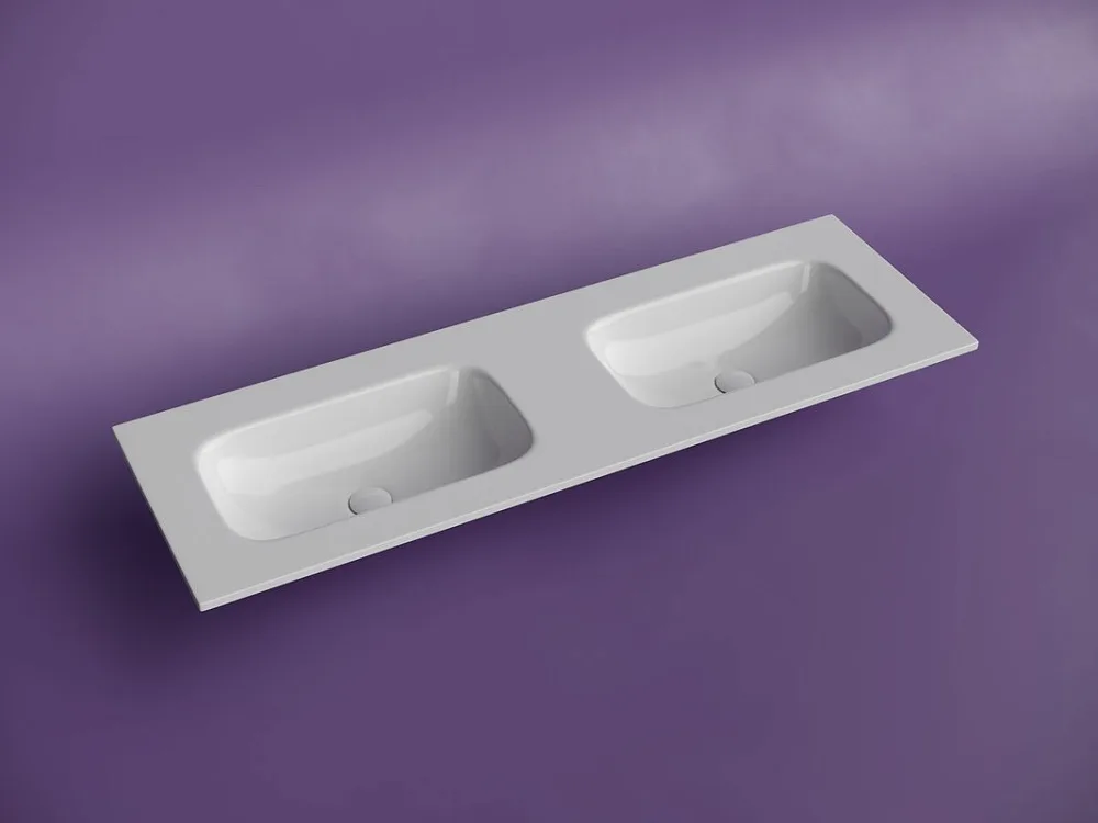 Мебельная раковина Ceramicanova Grace прямоугольная 141см с двумя чашами без отверстий под смеситель CN7022wx Sancos — официальный сайт