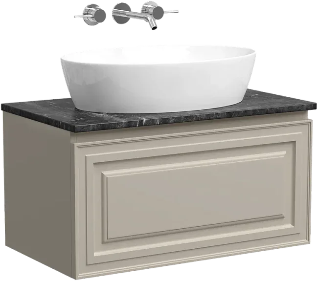 Тумба с раковиной Sancos Very 80 см, beige soft, столешница черный мрамор, раковина CN5018 Sancos — Оригинал