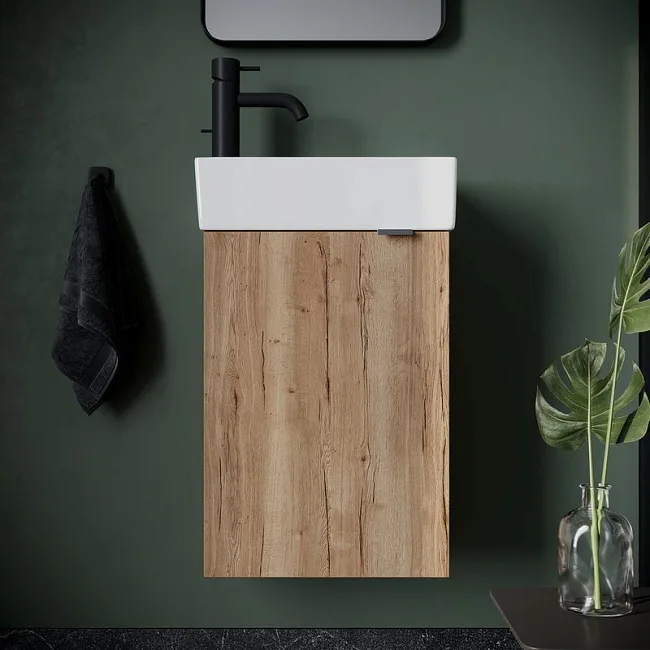 Тумба с раковиной Sancos Mini 35 L подвесная, дуб галифакс натуральный Sancos — Оригинал