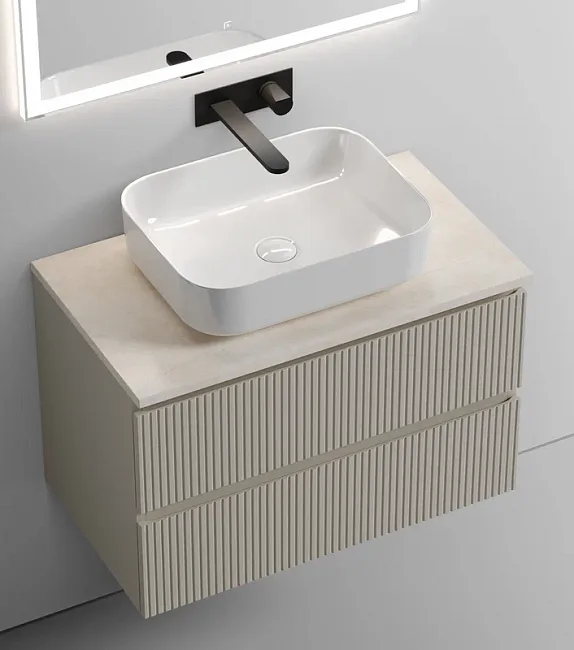Тумба под раковину со столешницей Sancos Snob T 80 beige soft, столешница бежевая Sancos — Оригинал