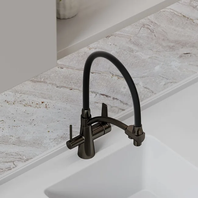 Смеситель для кухни Sancos Eri SC4001GG с гибким изливом, вороненая сталь Sancos — Оригинал