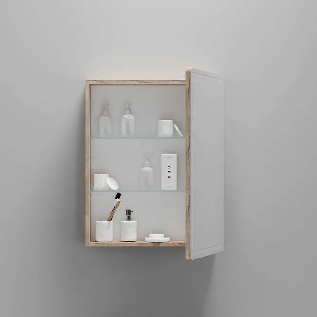 Зеркало-шкаф Sancos Mirror 60 с подсветкой, дуб галифакс натуральный Sancos — Оригинал