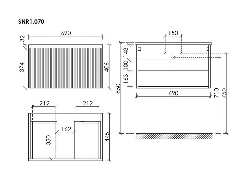 Тумба под раковину Sancos Snob R 1.0 70 подвесная Beige soft (капучино), SNR1.070CE Sancos — официальный сайт
