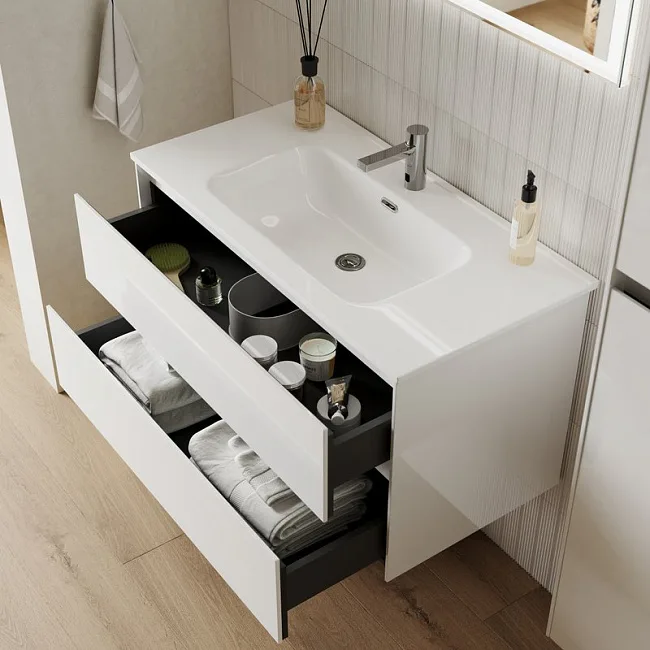 Тумба с раковиной Sancos Cento 60 см белый глянец Sancos — Оригинал