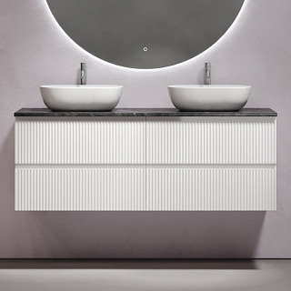 Тумба с раковиной Sancos Snob R 140 bianco, столешница черный мрамор TT140A1X, раковина CN6009