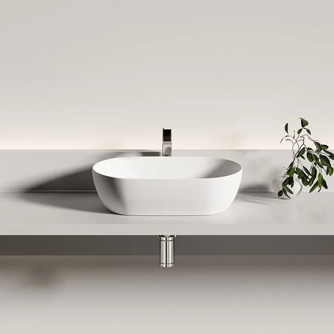 Раковина накладная Ceramicanova Twist овальная 55 см цвет белый матовый CN12001MW Sancos — Оригинал